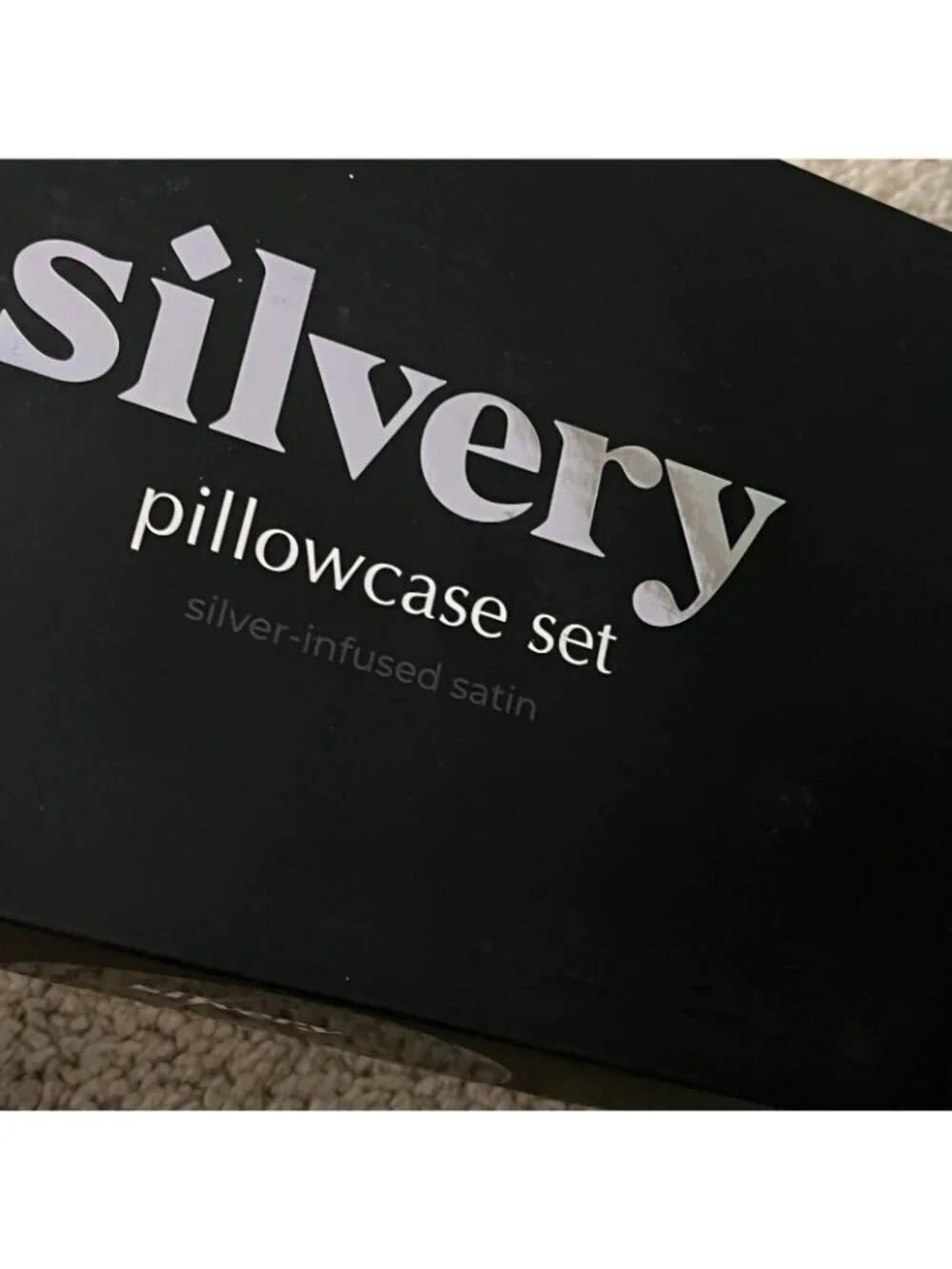NEW Silvery Pillow Case Set King Size 20x36 Gray Satin Zip Closure + Sleep Mask